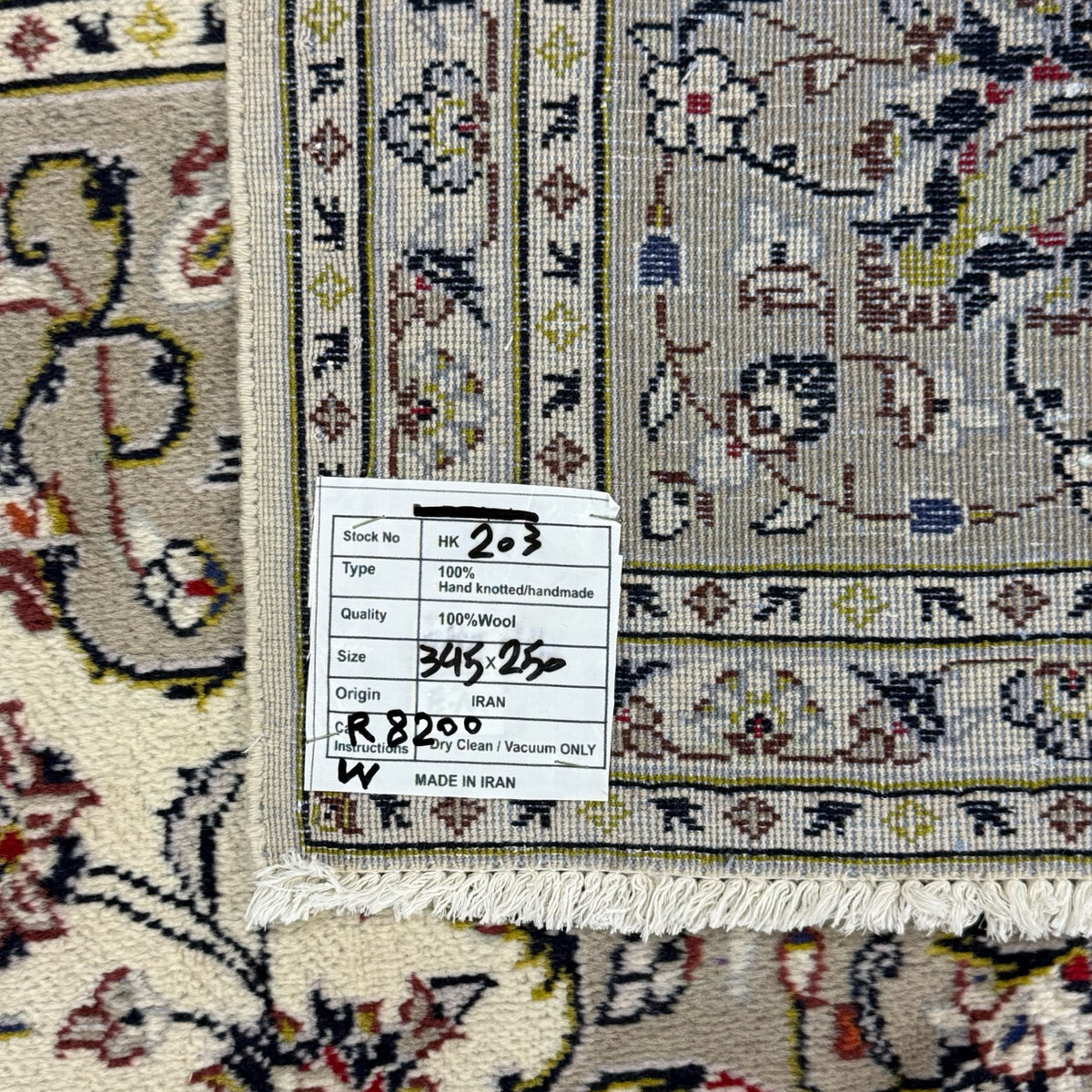 345 x 250 cm Hand Knotted Floral Ivory Kashan Persian Rug