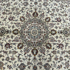 345 x 250 cm Hand Knotted Floral Ivory Kashan Persian Rug