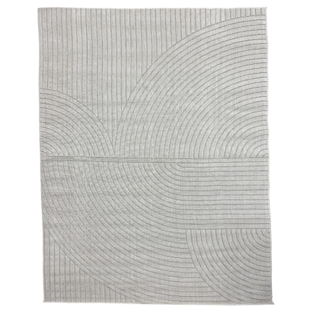215 x 160 cm Ivory Contour Line Design Indoor/Outdoor Rug