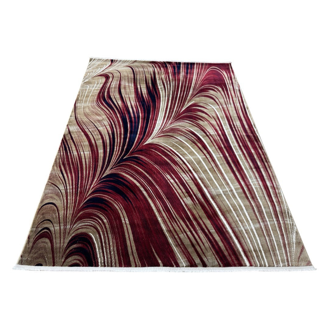 230 x 160 cm Burgundy Marble Flow Area Rug in Brown & Burgundy