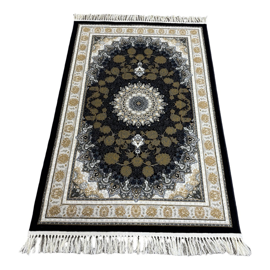 Grey and gold Persian rug detail