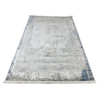 230 x 160 cm Soft Grey & Blue Distressed Border Rug