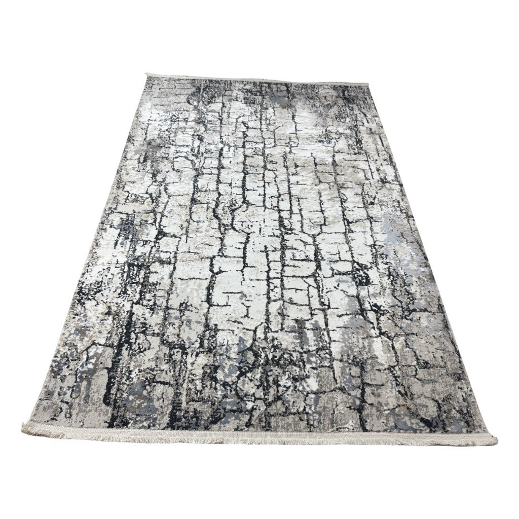 230 x 160 cm Grey & Ivory Modern Stone Pattern Area Rug