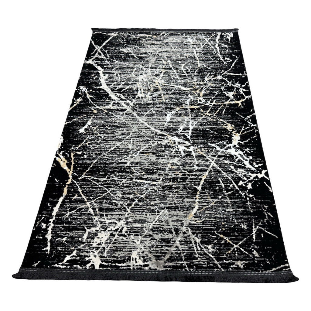 180 x 120 cm Grey Black Shadow Lightning Pattern Turkish Rug