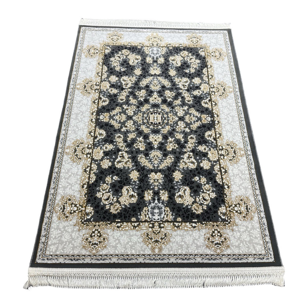 Ivory and charcoal Persian rug detail