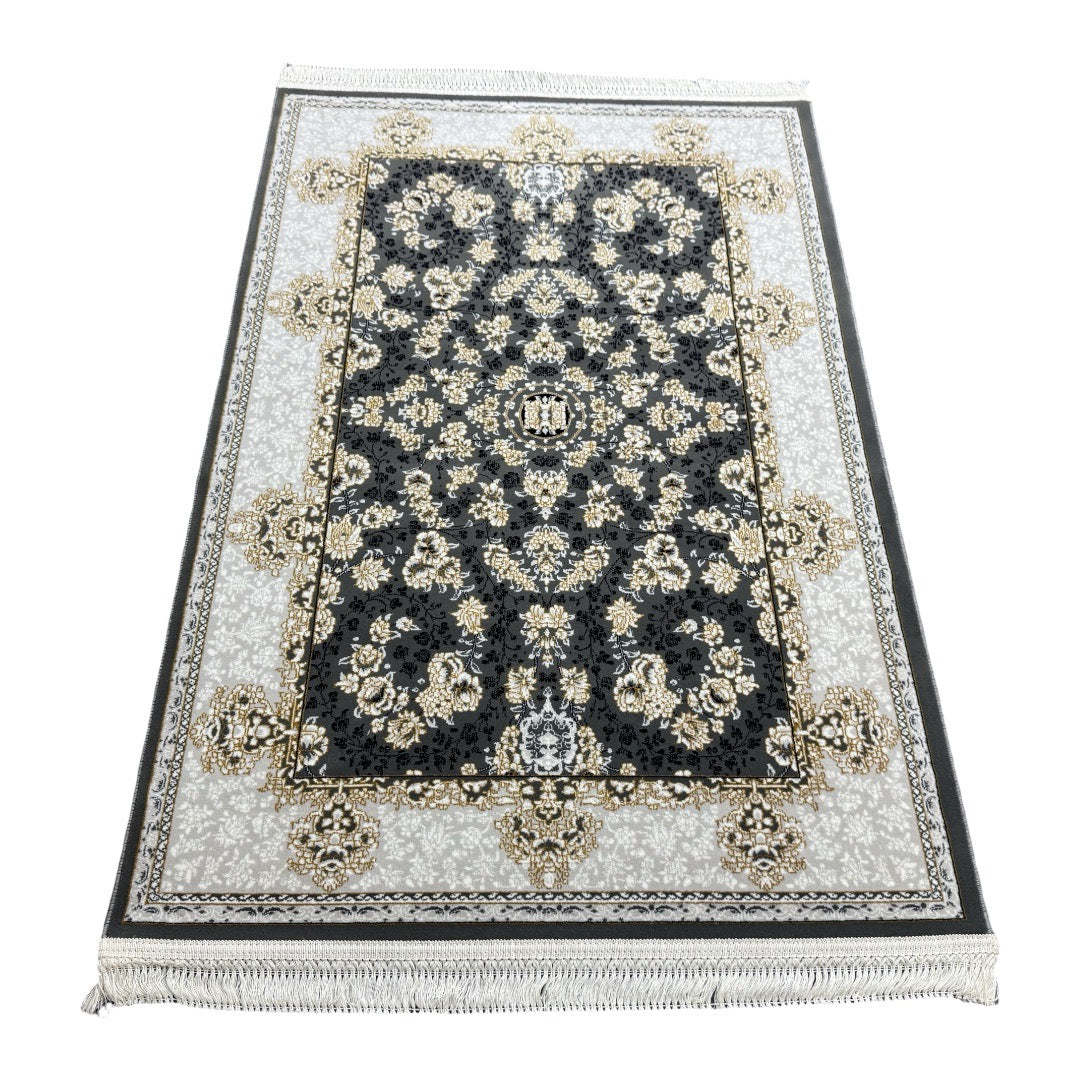 Ivory and charcoal Persian rug detail