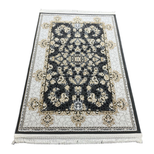 Ivory and charcoal Persian rug detail