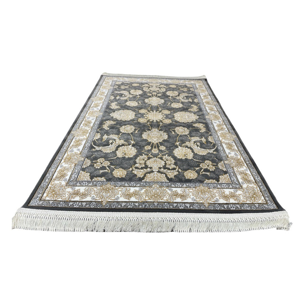 Regal bloom grey and ivory rug detail