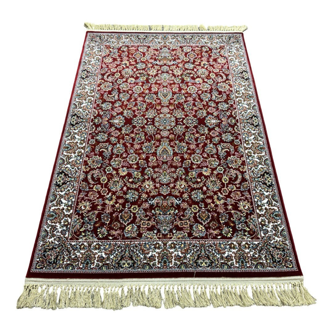 Deep red garden heritage rug detail
