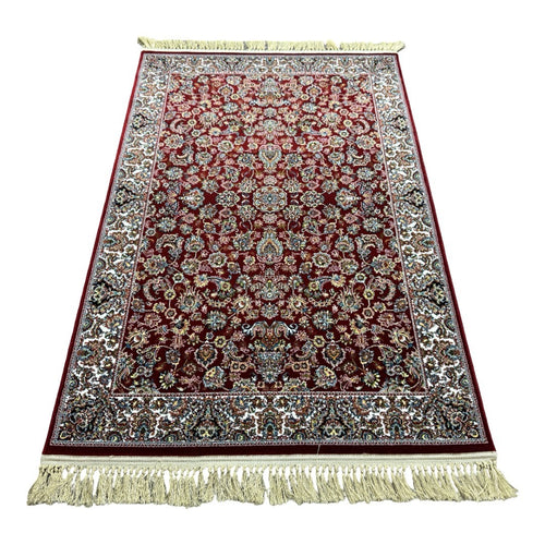 Deep red garden heritage rug detail