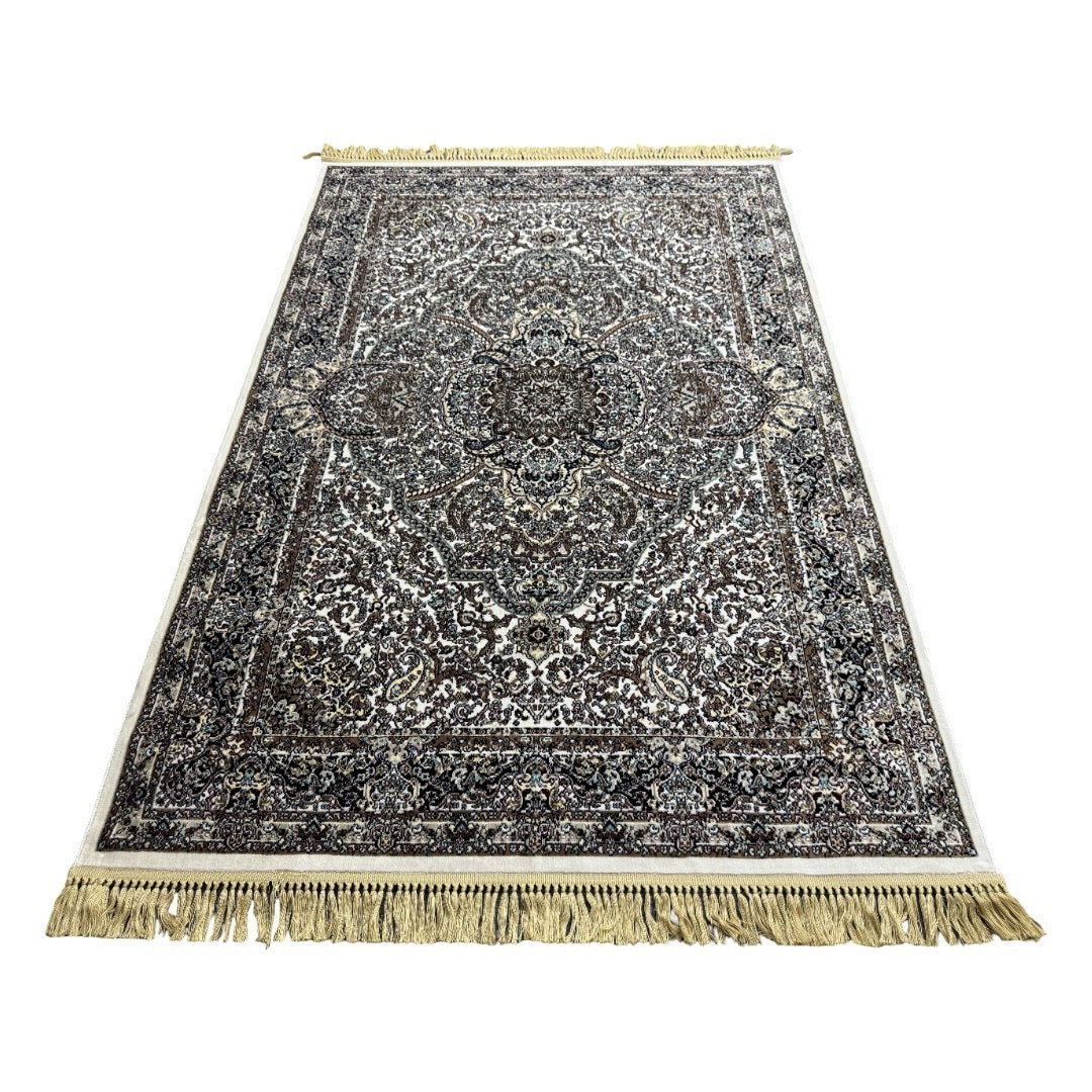 230 x 160 cm Brown & Cream Intricate Persian Medallion Area Rug