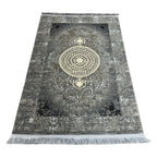 Vintage grey floral medallion rug detail