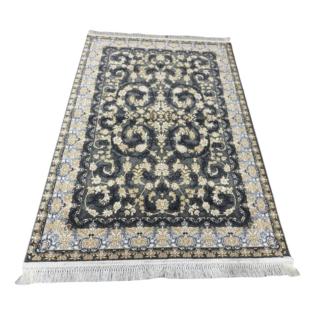 Ivory and grey Persian rug detail