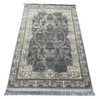 Grey Persian floral rug detail