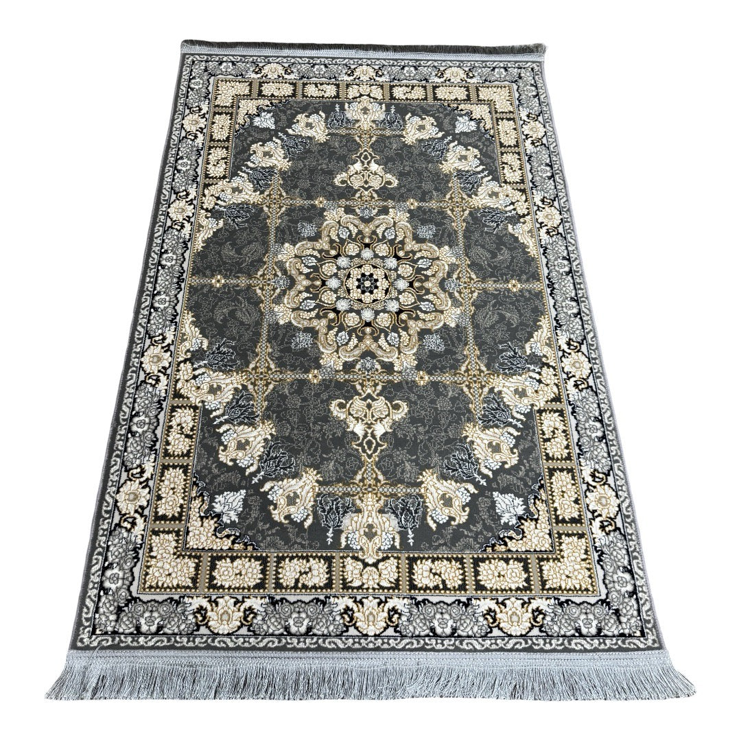 Gold and grey medallion rug detail