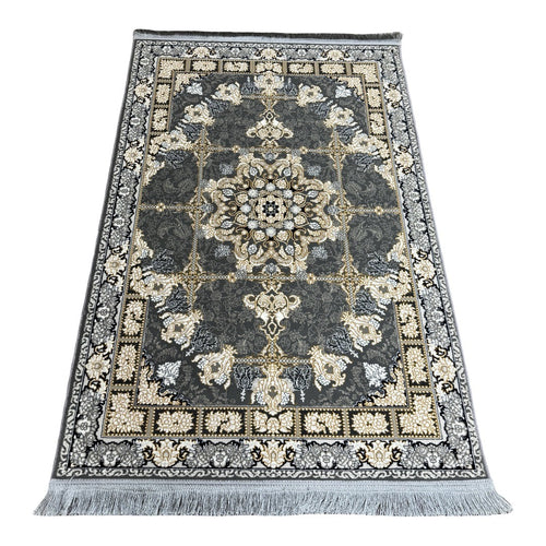 Gold and grey medallion rug detail