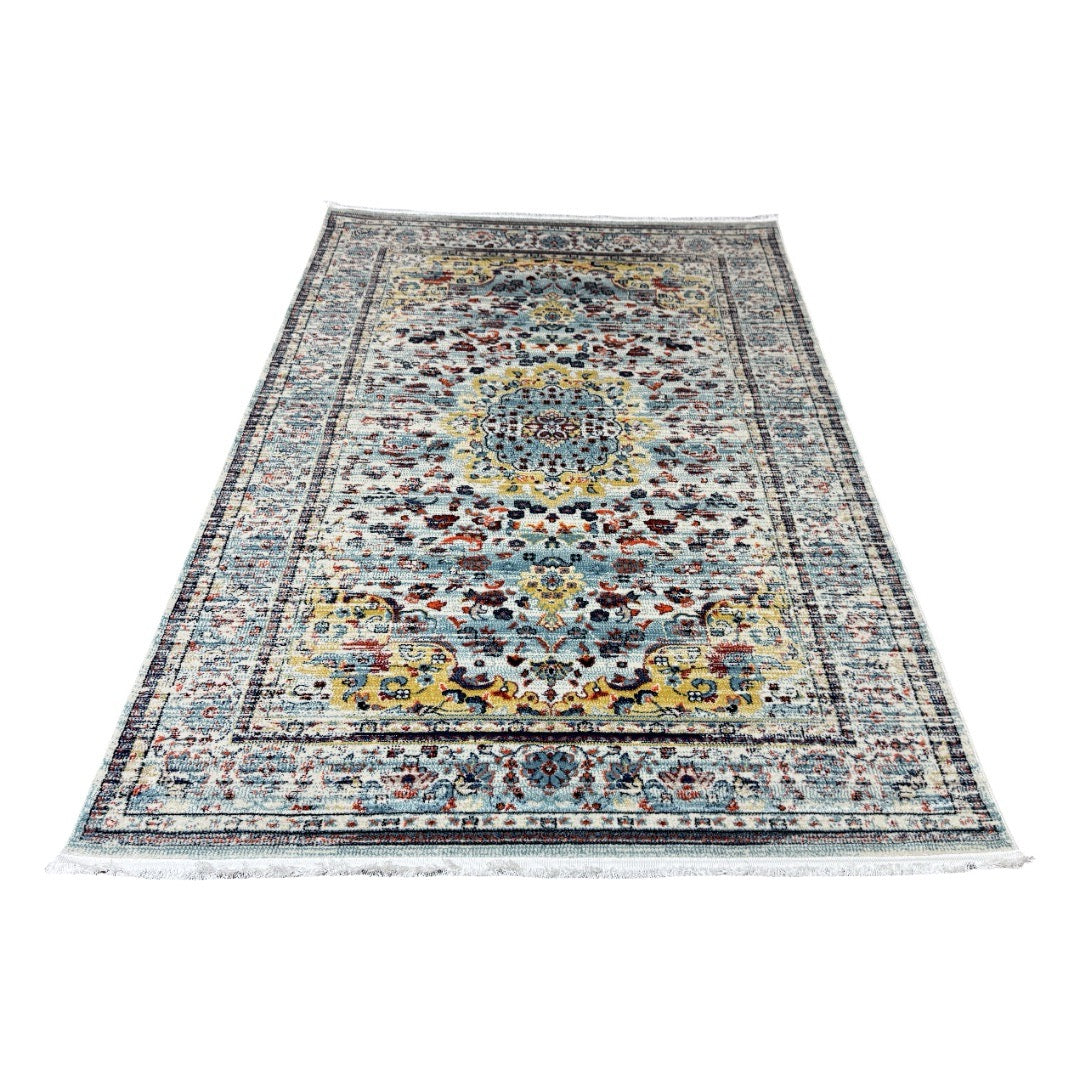 230 x 160 cm Sky Blue & Cream Vintage Classic Persian Design Rug