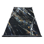 180 x 120 cm Black Blue Cosmic Marble Pattern Turkish Rug