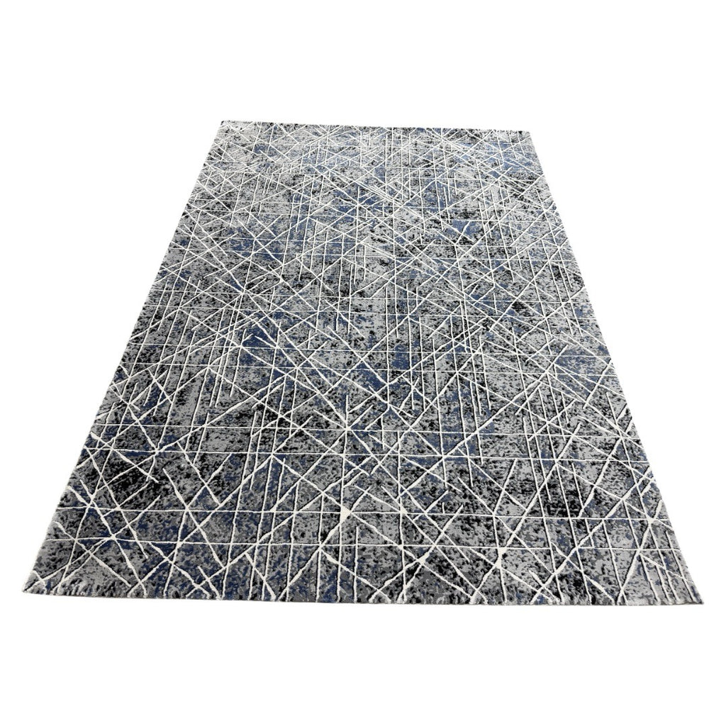 230 x 160 cm Silver Blueprint Crossline Designer Rug