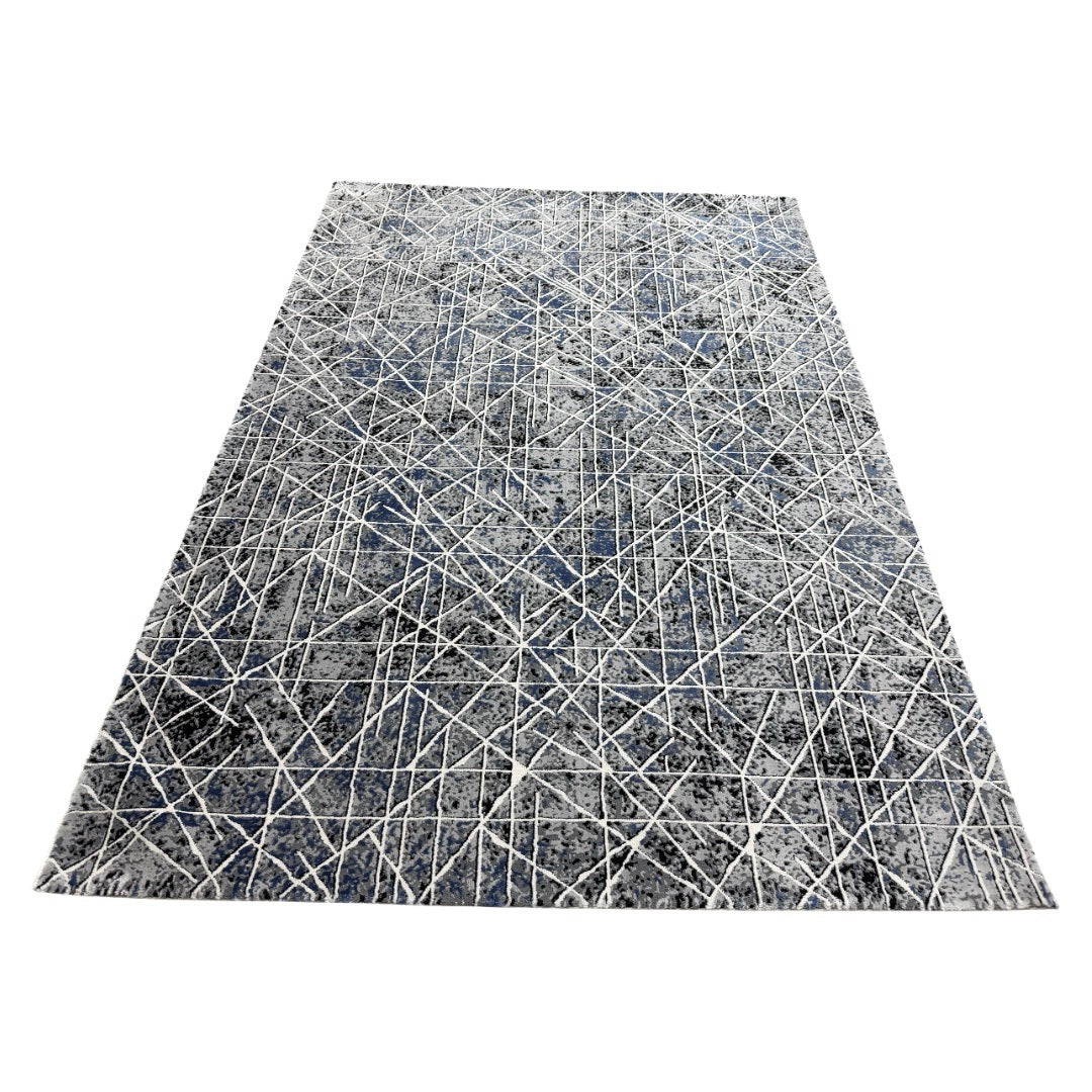 230 x 160 cm Silver Blueprint Crossline Designer Rug
