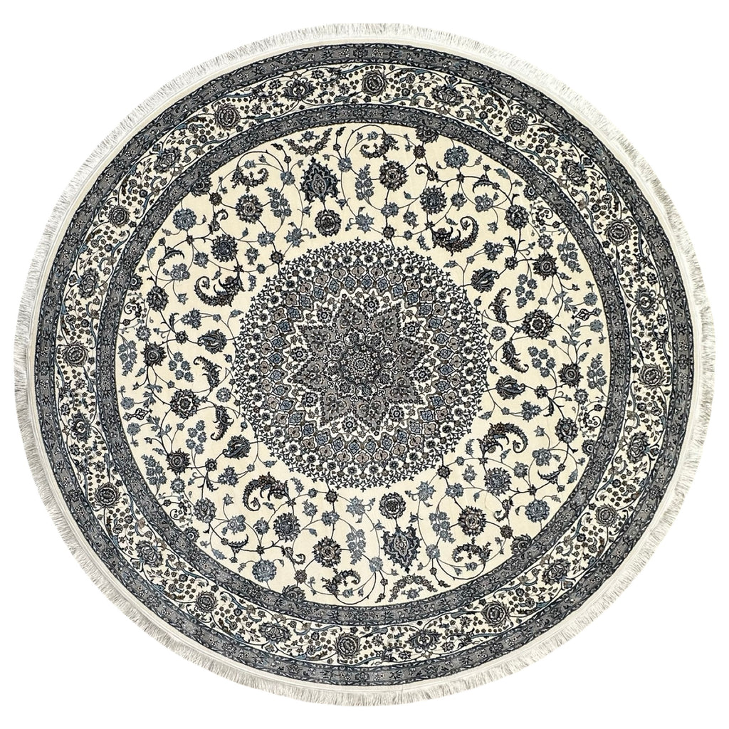 Round Persian Nain Medallion Machine Made Rug – Nain Royale Collection