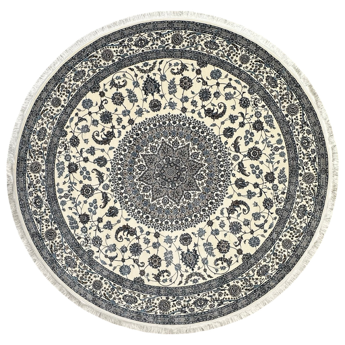 Round Persian Nain Medallion Machine Made Rug – Nain Royale Collection