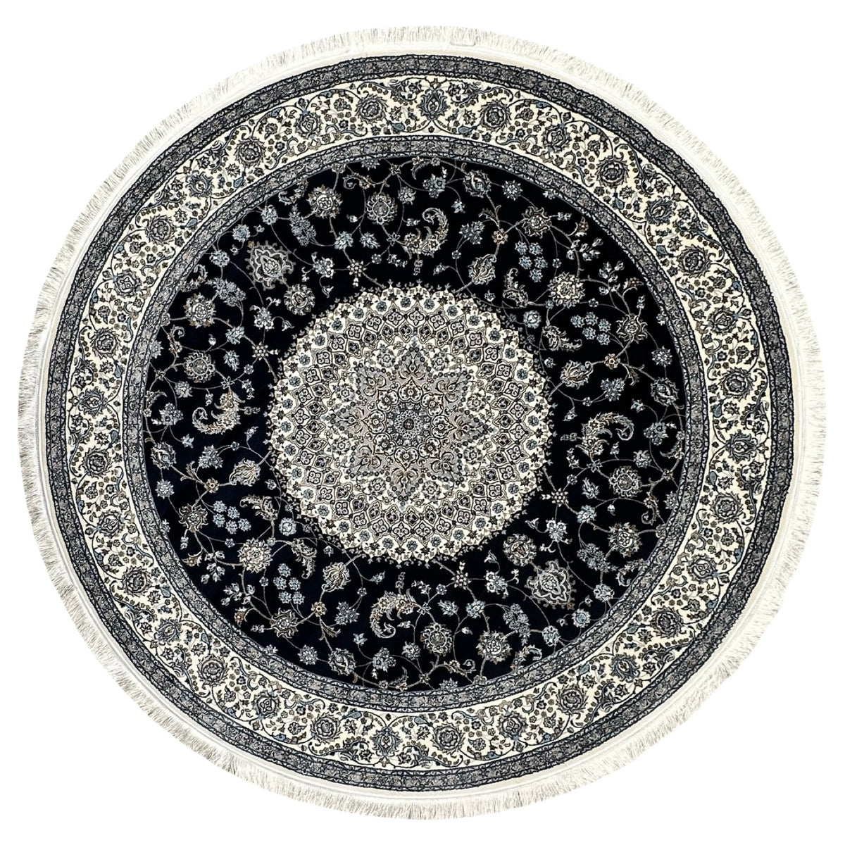 Round Persian Nain Medallion Machine Made Rug – Nain Royale Collection