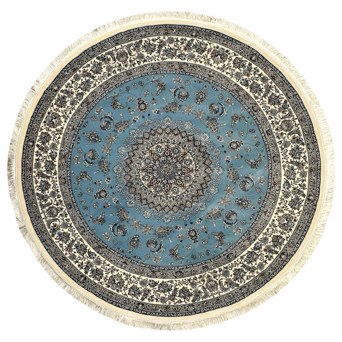 Round Persian Nain Medallion Machine Made Rug – Nain Royale Collection