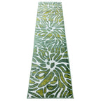 213 x 61 cm Olive Green & Cream Botanical Floral Runner Rug
