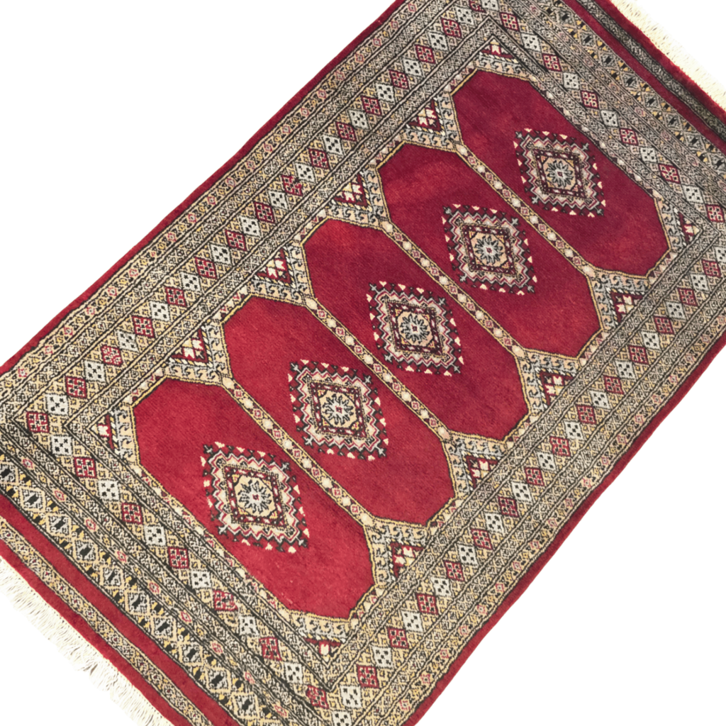 153 x 91 cm Hand Knotted Red Karachi Bokhara – Wool Rug