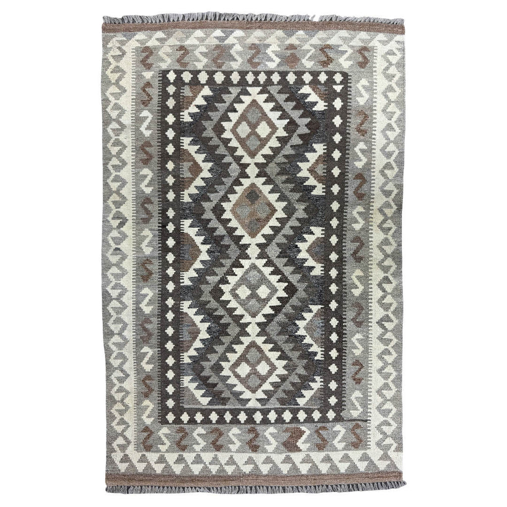 159 × 100 cm Hand-Woven Afghan Kilim Rug – Wool Flatweave