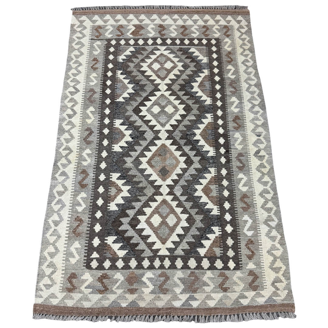 159 × 100 cm Hand-Woven Afghan Kilim Rug – Wool Flatweave