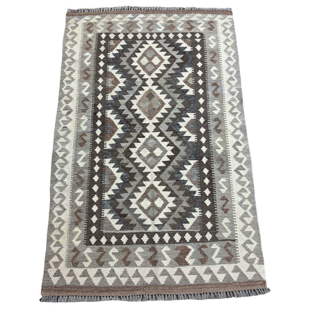 159 × 100 cm Hand-Woven Afghan Kilim Rug – Wool Flatweave