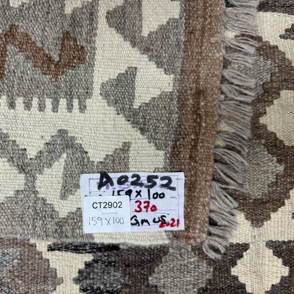 159 × 100 cm Hand-Woven Afghan Kilim Rug – Wool Flatweave