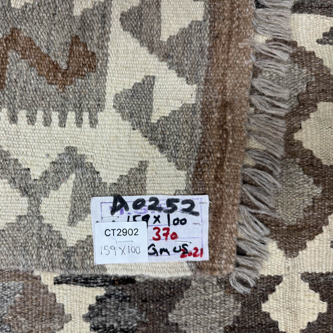 159 × 100 cm Hand-Woven Afghan Kilim Rug – Wool Flatweave