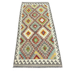 190 x 91 cm Hand-Woven Afghan Kilim Runner Rug – Wool Flatweave