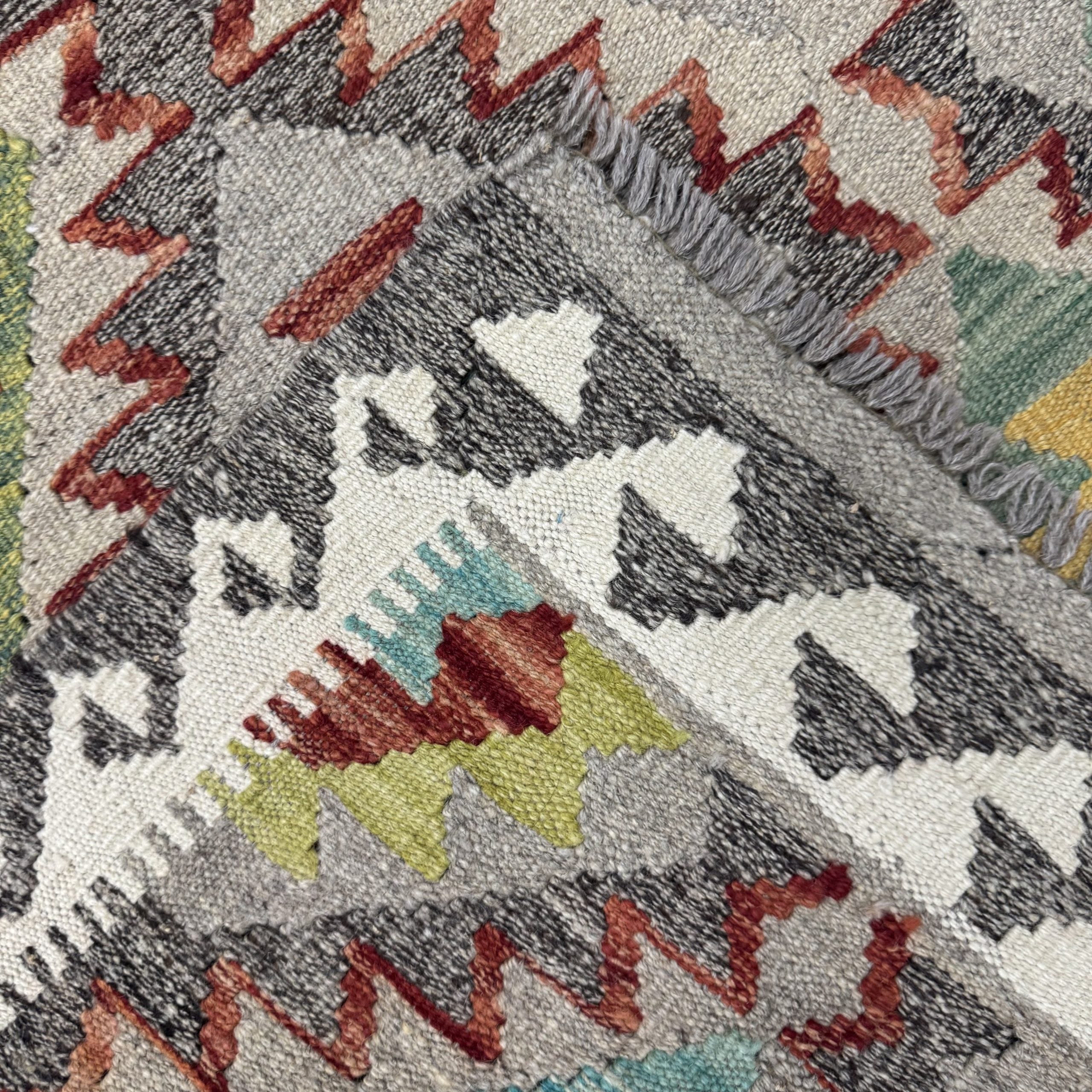 190 x 91 cm Hand-Woven Afghan Kilim Runner Rug – Wool Flatweave