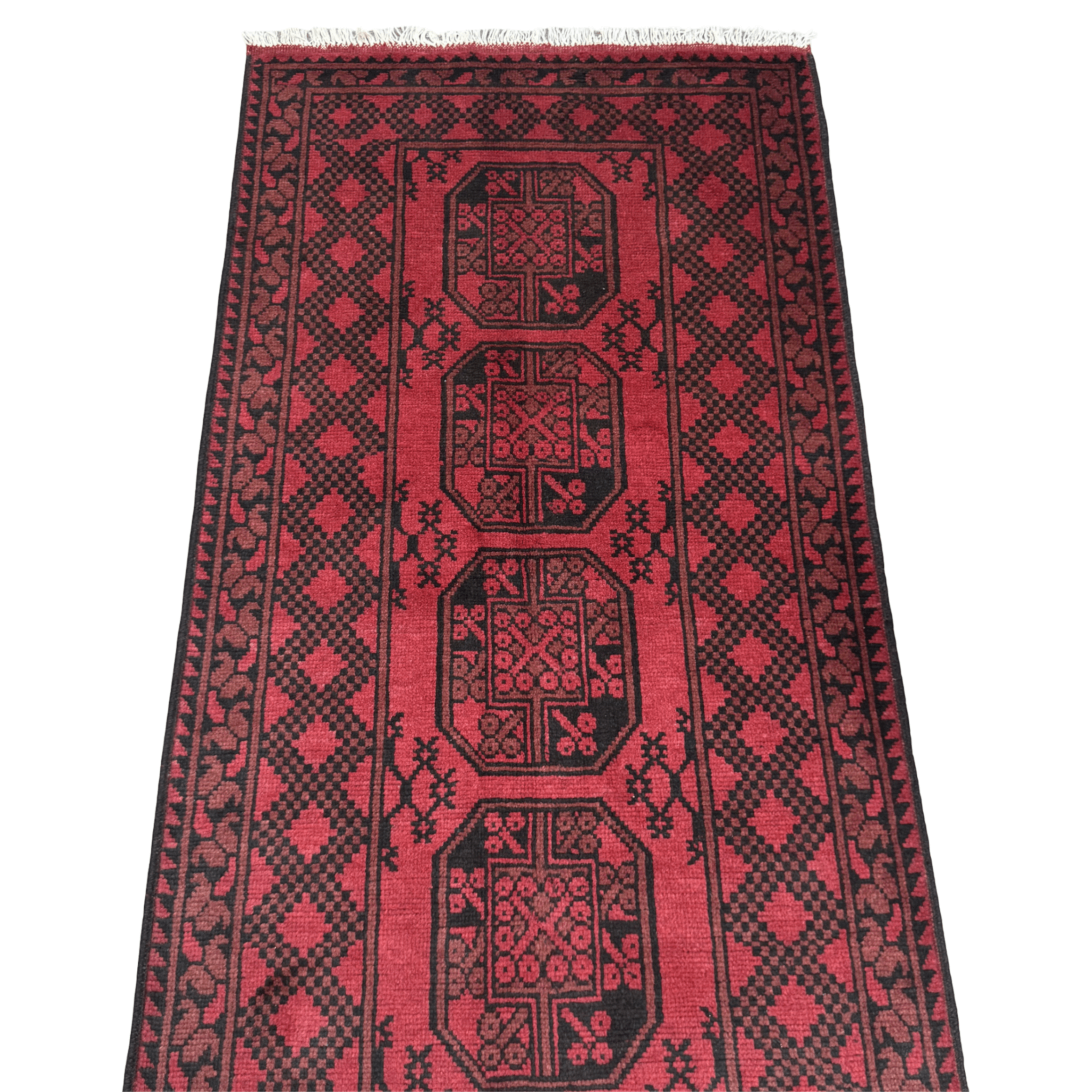 198 x 100 cm Hand-Knotted Afghan Akche Rug