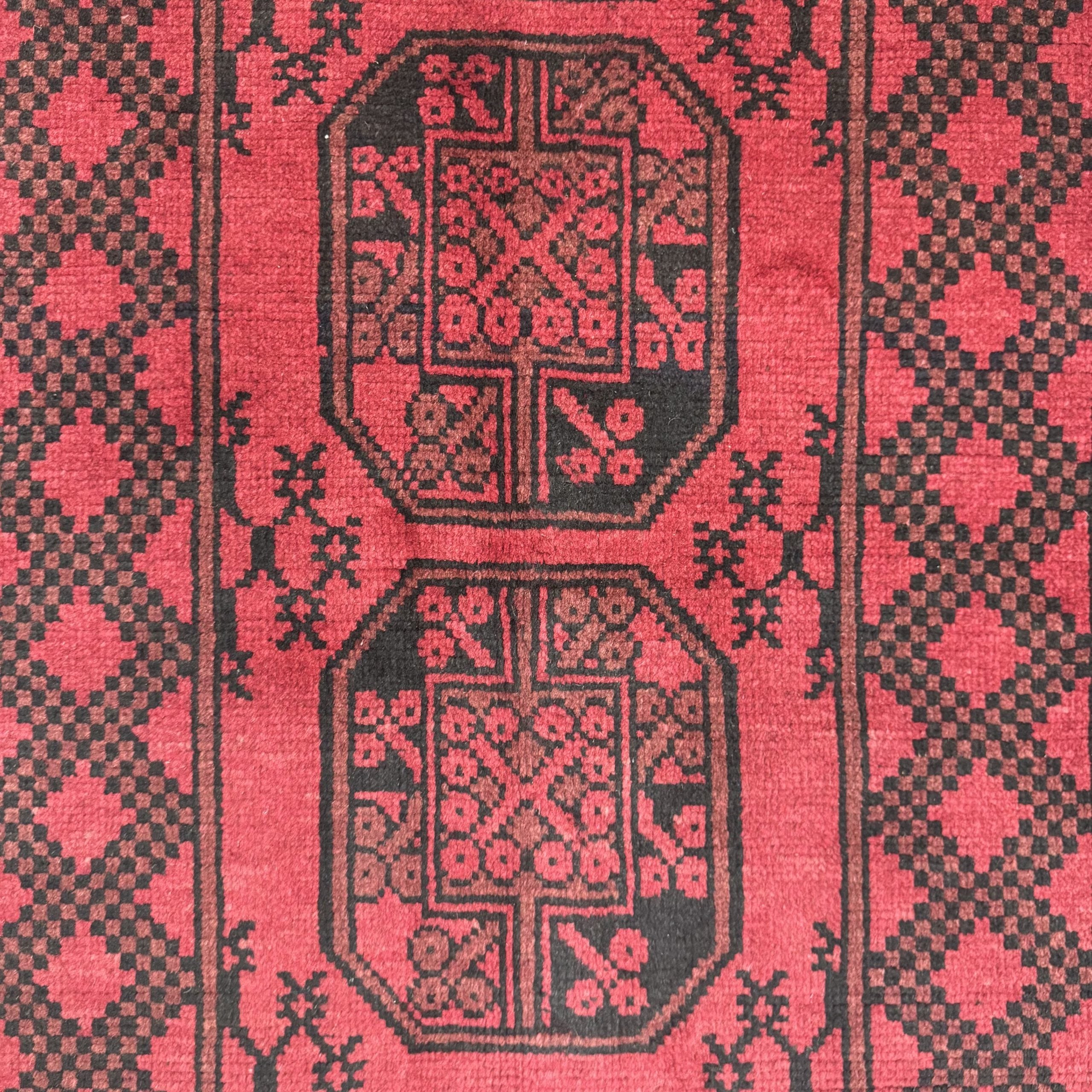 198 x 100 cm Hand-Knotted Afghan Akche Rug