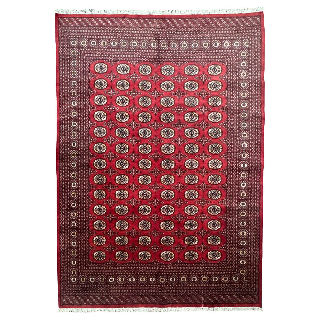 267 x 187 cm Hand-Knotted Red Karachi Bokhara – Wool Rug