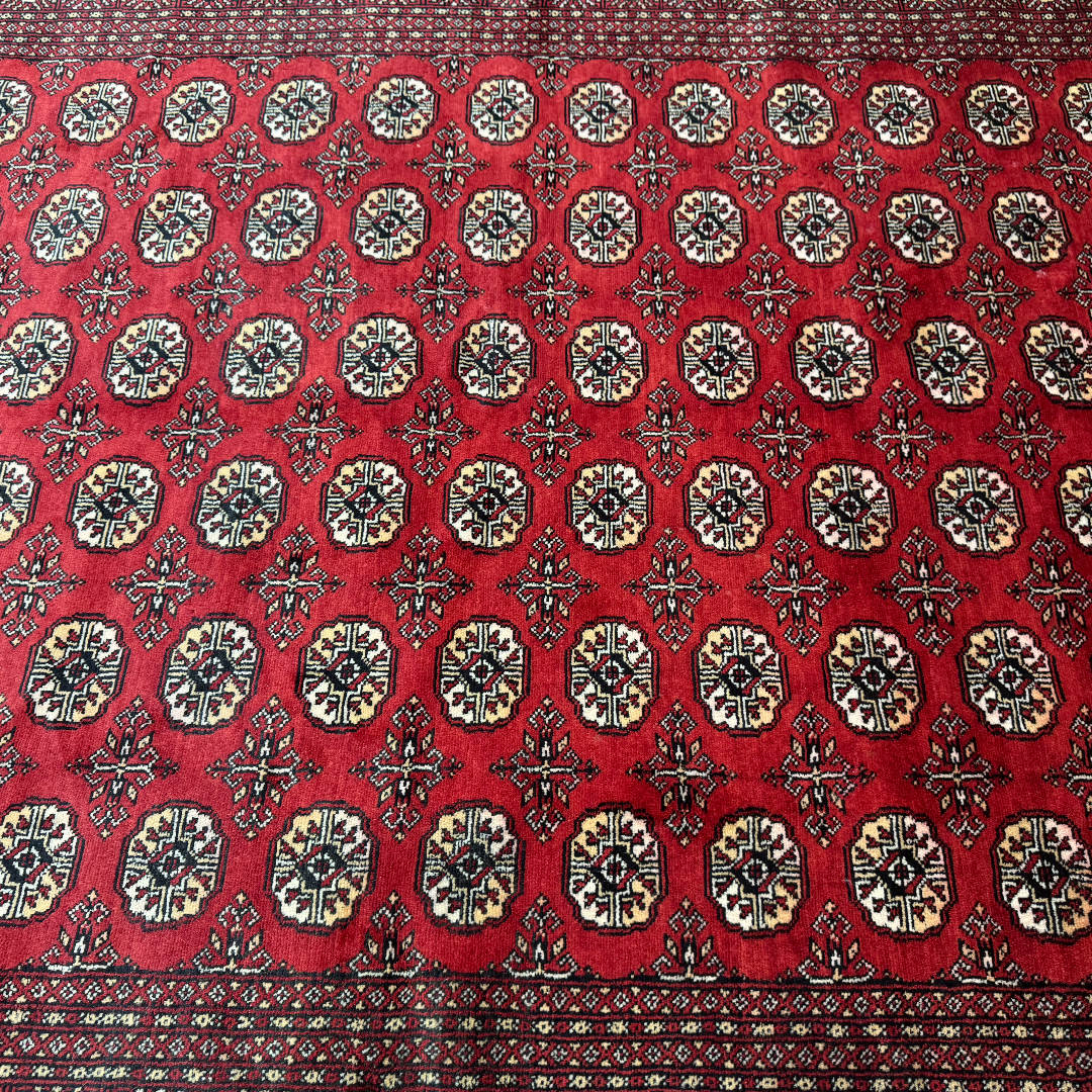 267 x 187 cm Hand-Knotted Red Karachi Bokhara – Wool Rug
