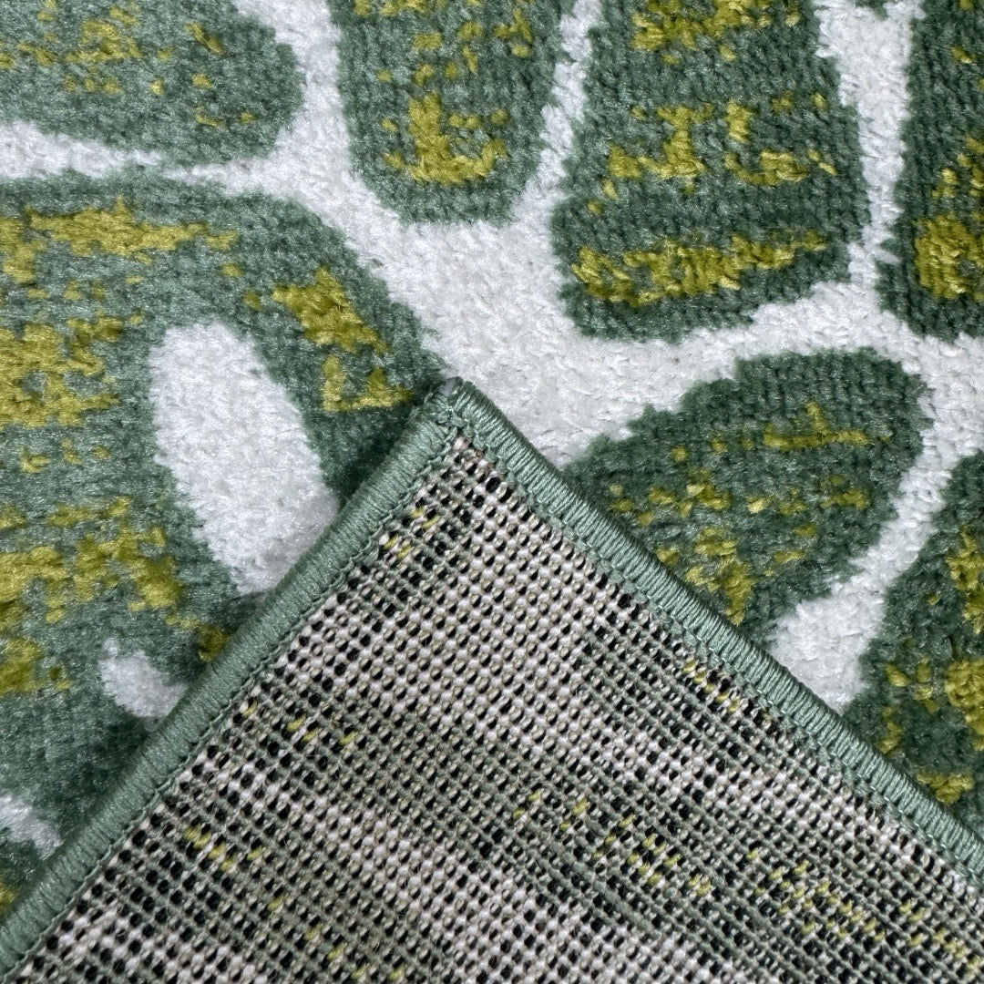 213 x 61 cm Olive Green & Cream Botanical Floral Runner Rug