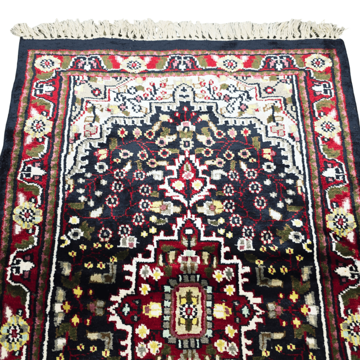 95 x 60 cm Hand Woven Indian Silk Jaipur Oriental Rug