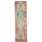 245 x 85 cm Hand Woven Afghan Kilim Runner Rug