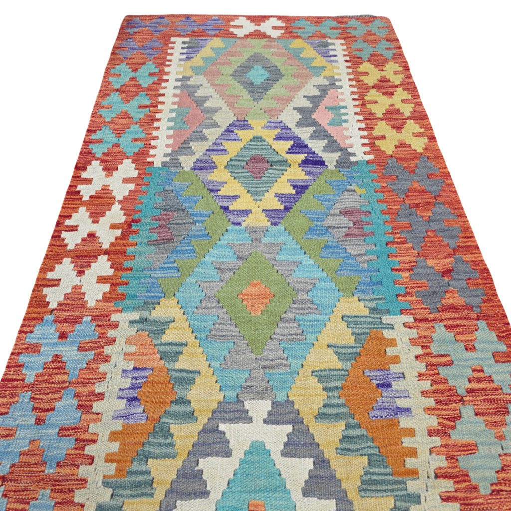 245 x 85 cm Hand Woven Afghan Kilim Runner Rug