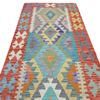 245 x 85 cm Hand Woven Afghan Kilim Runner Rug
