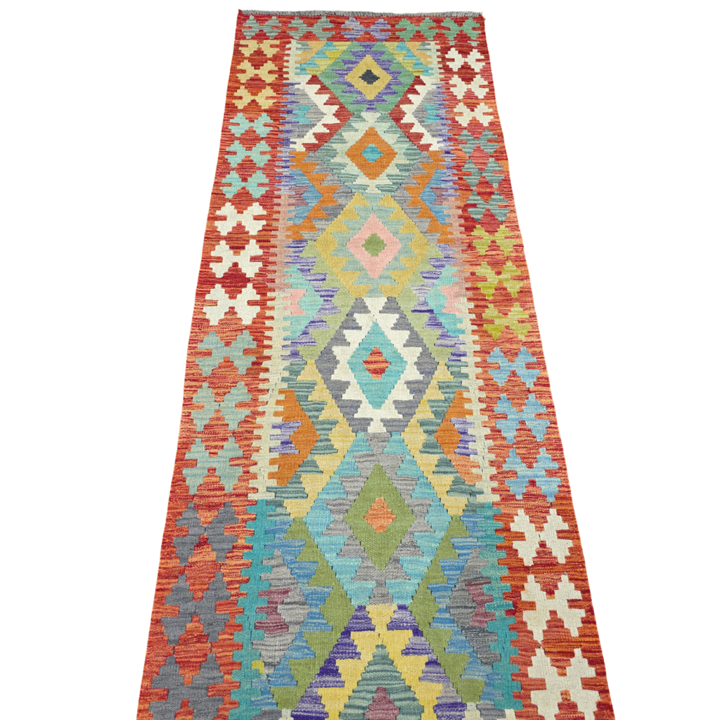 245 x 85 cm Hand Woven Afghan Kilim Runner Rug
