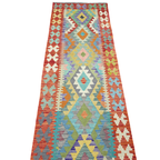 245 x 85 cm Hand Woven Afghan Kilim Runner Rug