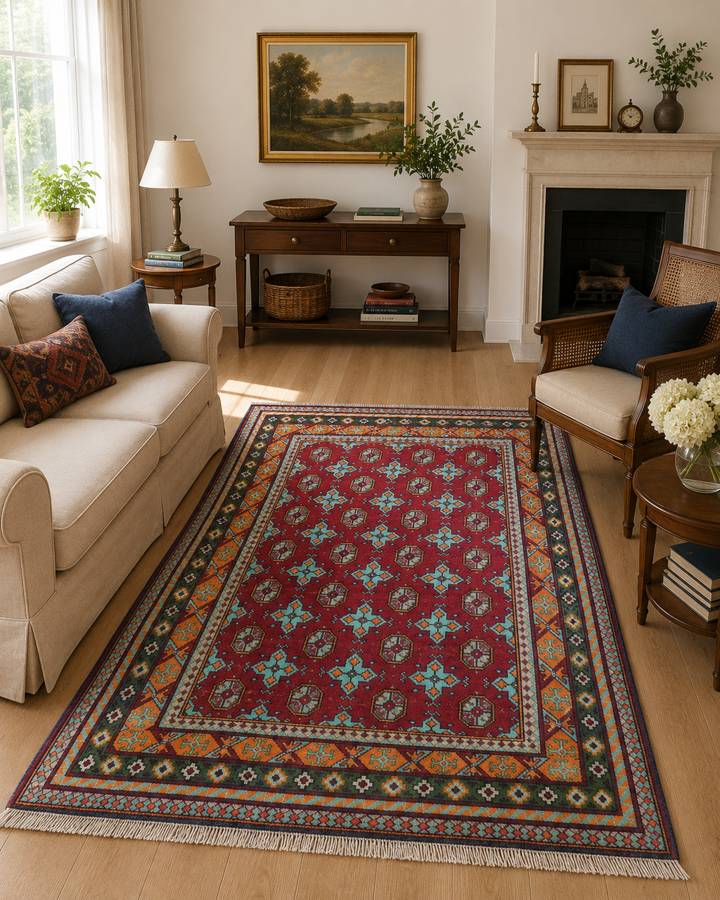 200 x 150 cm Hand-Woven Afghan Akche Rug