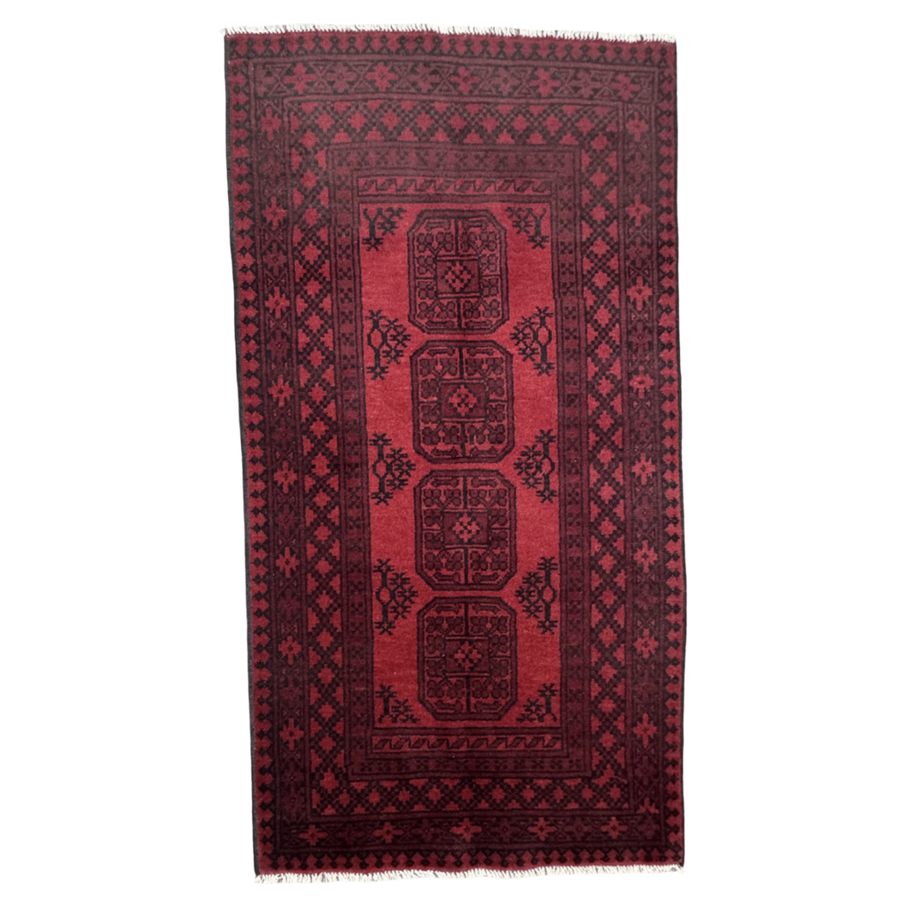 200 x 100 cm Hand-Knotted Afghan Akche Rug